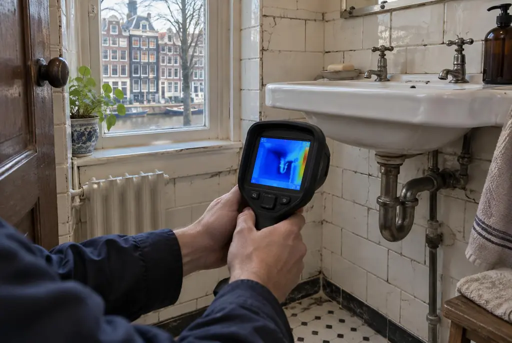 Lekdetectie Odijk – badkamer met oude leidingen achter de tegels