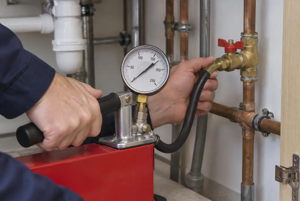 Lekdetectie Odijk – druktest op een waterleiding met een manometer