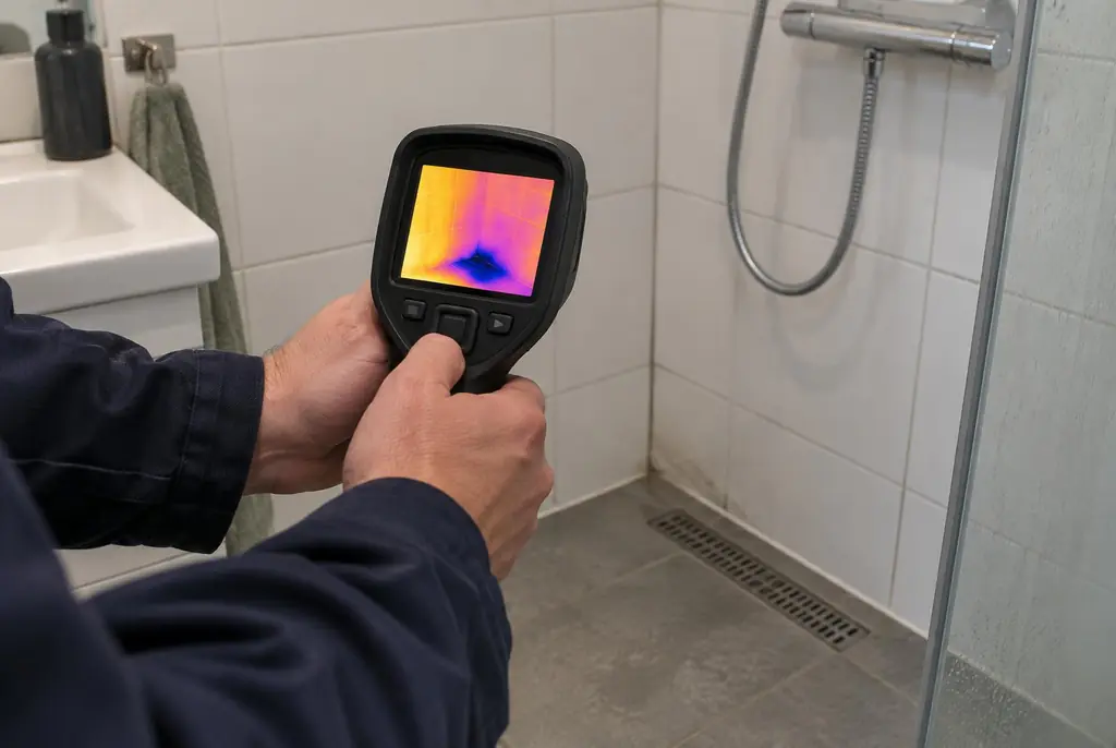 Lekdetectie Odijk – lekdetectiespecialist met warmtebeeldcamera in een badkamer